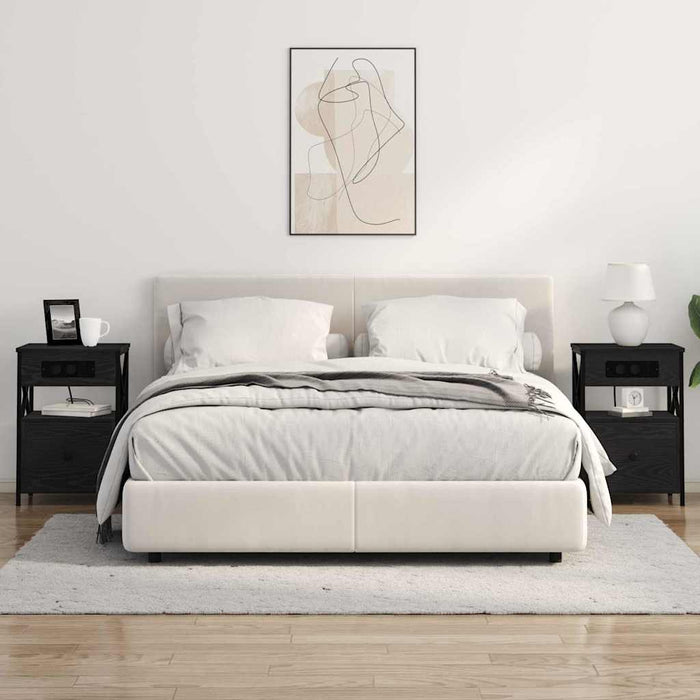 Dulap de noapte Stejar Negru 40 x 31 x 60 cm Lemn compozit - WALTI WALTI