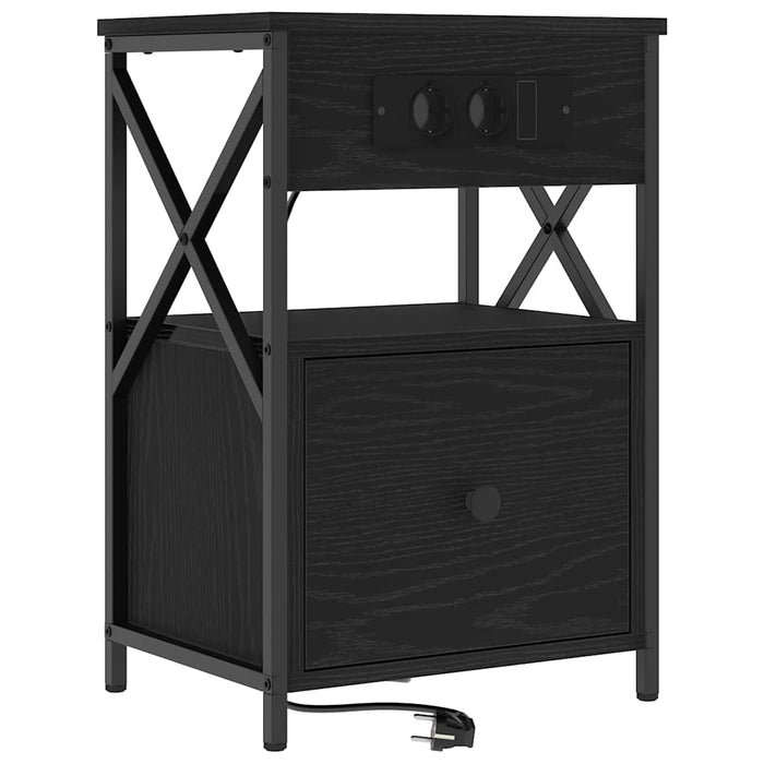 Dulap de noapte Stejar Negru 40 x 31 x 60 cm Lemn compozit - WALTI WALTI
