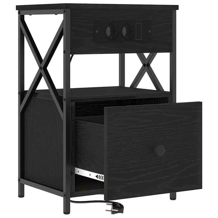Dulap de noapte Stejar Negru 40 x 31 x 60 cm Lemn compozit - WALTI WALTI