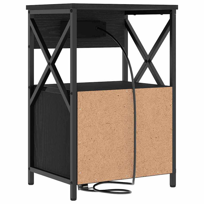 Dulap de noapte Stejar Negru 40 x 31 x 60 cm Lemn compozit - WALTI WALTI