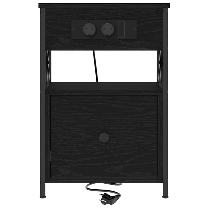 Dulap de noapte Stejar Negru 40 x 31 x 60 cm Lemn compozit - WALTI WALTI