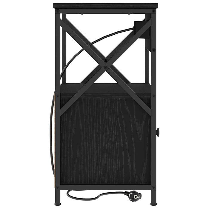 Dulap de noapte Stejar Negru 40 x 31 x 60 cm Lemn compozit - WALTI WALTI