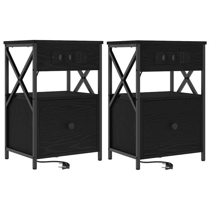 Dulap de noapte cu sertar 2 pcs Stejar Negru 40 x 31 x 60 cm - WALTI WALTI