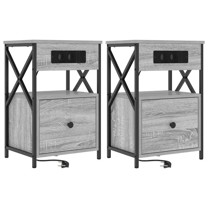 Dulap de noapte 2 pcs Gri Sonoma 40 x 31 x 60 cm Lemn compozit - WALTI WALTI