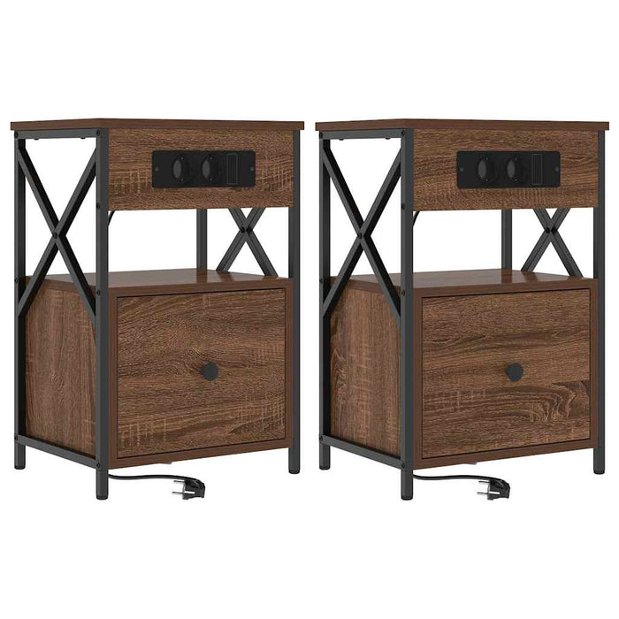 Dulap de noapte cu sertar 2 pcs Stejar închis 40 x 31 x 60 cm - WALTI WALTI