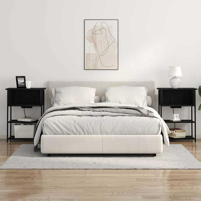 Dulap de noapte Stejar Negru 55 x 31 x 76 cm Lemn compozit - WALTI WALTI