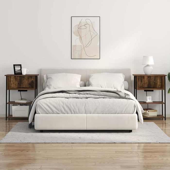 Dulap de noapte Stejar fumuriu 55 x 31 x 76 cm Lemn compozit - WALTI WALTI