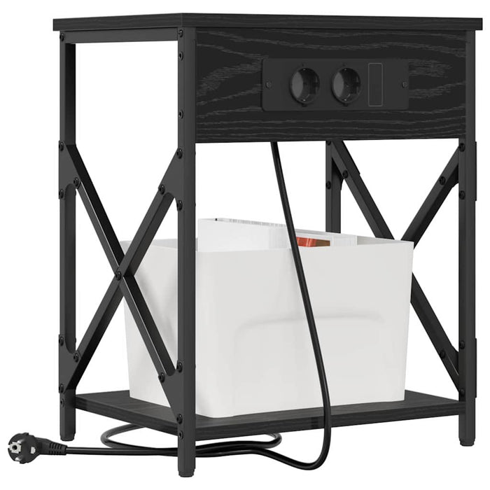 Dulap de noapte Stejar Negru 41 x 31 x 51 cm Lemn compozit - WALTI WALTI