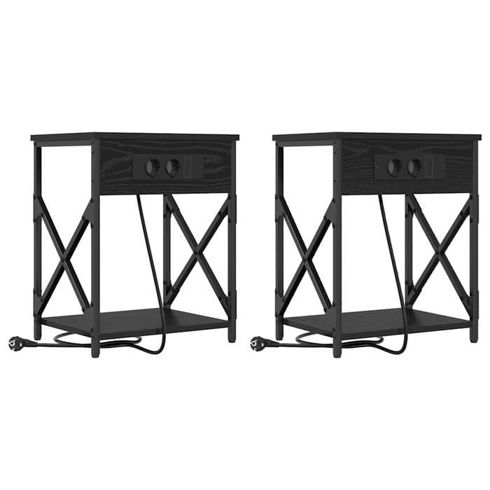 Dulap de noapte 2 pcs Stejar Negru 41 x 31 x 51 cm - WALTI WALTI