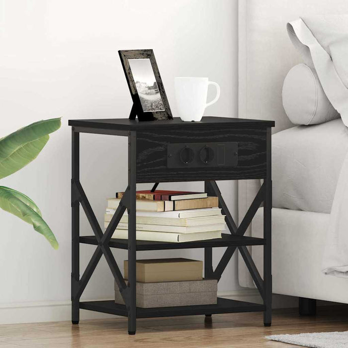 Dulap de noapte Stejar Negru 41 x 31 x 51 cm Lemn compozit - WALTI WALTI