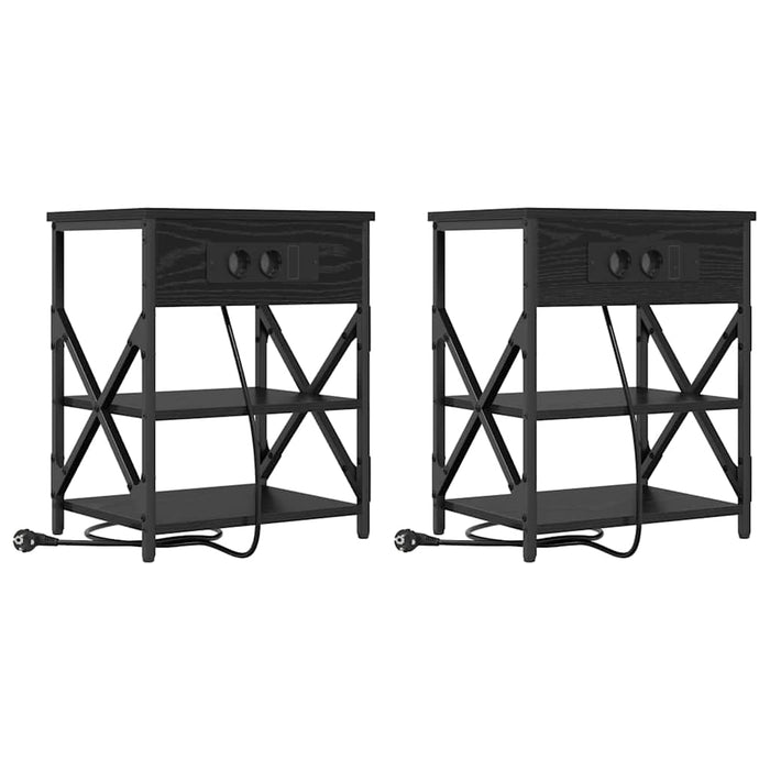 Dulap de noapte cu raft 2 pcs Stejar Negru 41 x 31 x 51 cm - WALTI WALTI