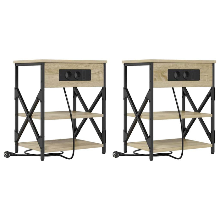 Dulap de noapte cu raft 2 pcs Stejar Sonoma 41 x 31 x 51 cm - WALTI WALTI