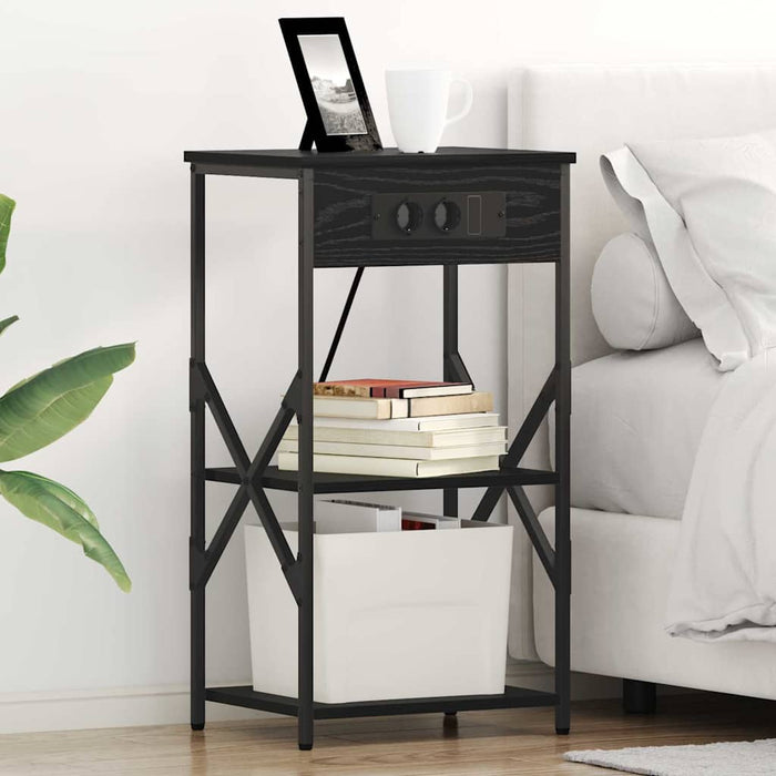 Dulap de noapte cu raft 2 pcs Stejar Negru 41 x 31 x 76 cm - WALTI WALTI