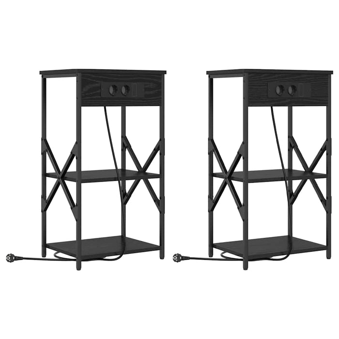 Dulap de noapte cu raft 2 pcs Stejar Negru 41 x 31 x 76 cm - WALTI WALTI