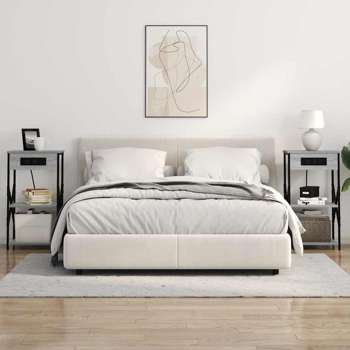 Dulap de noapte 2 pcs Gri Sonoma 41 x 31 x 76 cm Lemn compozit - WALTI WALTI
