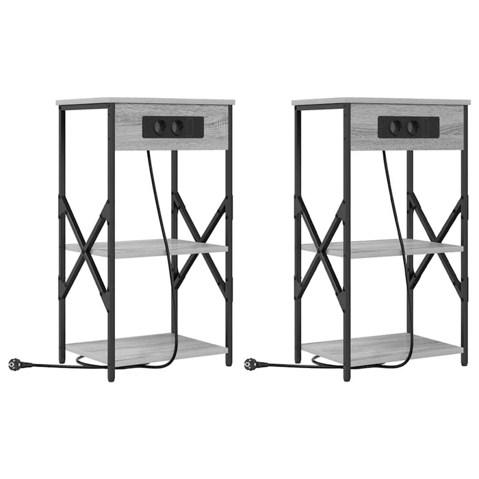 Dulap de noapte 2 pcs Gri Sonoma 41 x 31 x 76 cm Lemn compozit - WALTI WALTI
