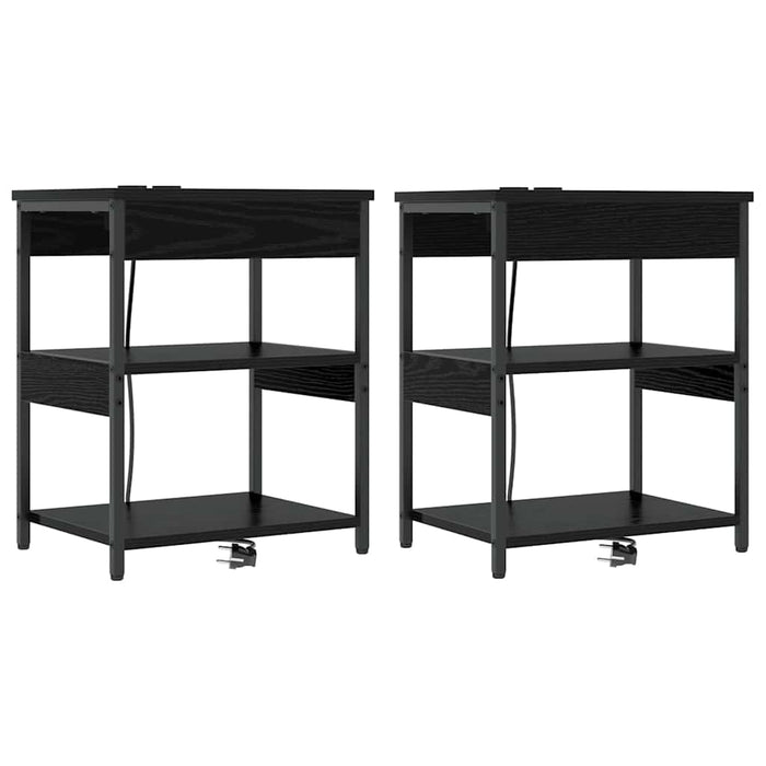 Dulap de noapte 2 pcs Stejar Negru 41 x 31 x 51 cm - WALTI WALTI