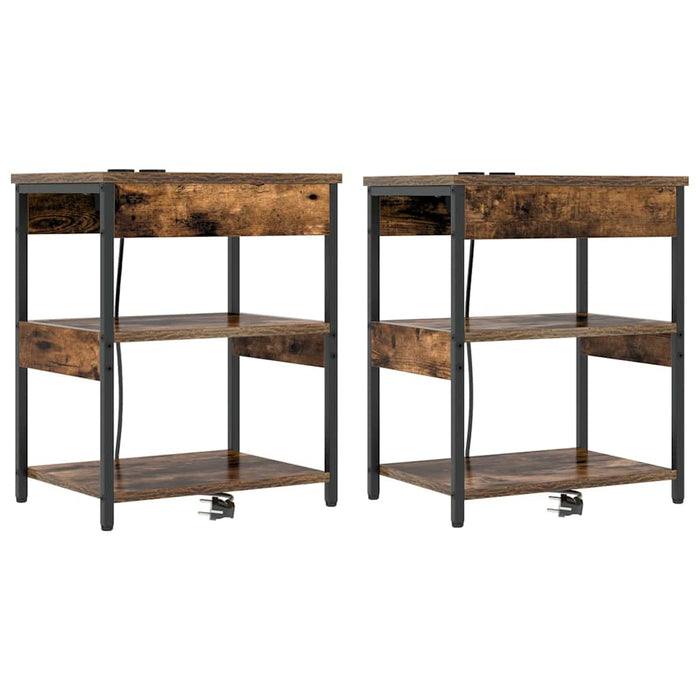 Dulap de noapte 2 pcs Stejar fumuriu 41 x 31 x 51 cm - WALTI WALTI