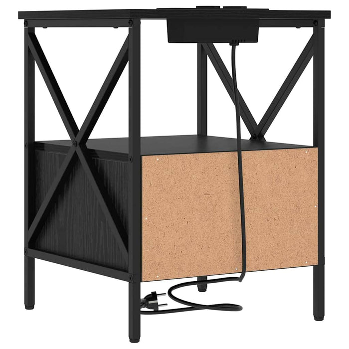 Dulap de noapte Stejar Negru 41,5 x 40,5 x 55 cm Lemn compozit - WALTI WALTI