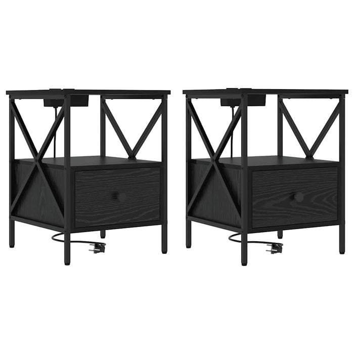 Dulap de noapte 2 pcs Stejar Negru 41,5 x 40,5 x 55 cm - WALTI WALTI