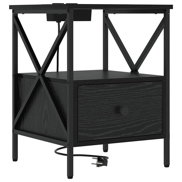 Dulap de noapte 2 pcs Stejar Negru 41,5 x 40,5 x 55 cm - WALTI WALTI
