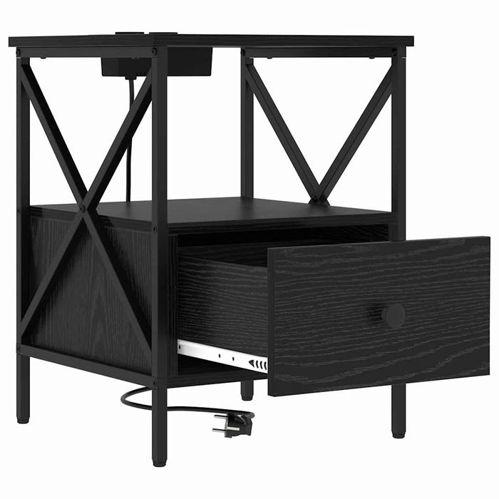 Dulap de noapte 2 pcs Stejar Negru 41,5 x 40,5 x 55 cm - WALTI WALTI