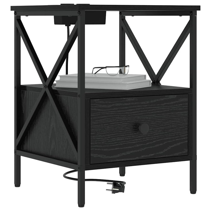 Dulap de noapte 2 pcs Stejar Negru 41,5 x 40,5 x 55 cm - WALTI WALTI