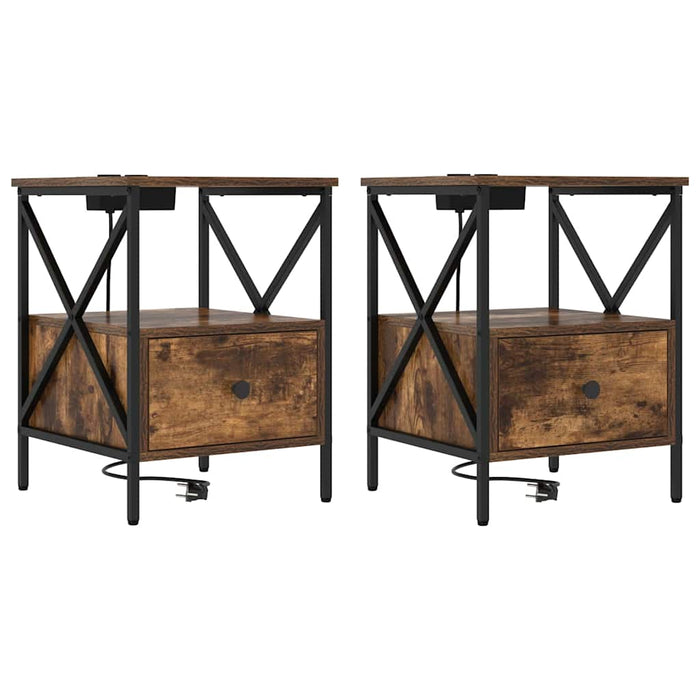Dulap de noapte 2 pcs Stejar fumuriu 41,5 x 40,5 x 55 cm - WALTI WALTI