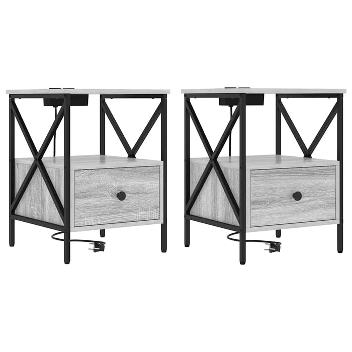 Dulap de noapte cu sertar 2 pcs Gri Sonoma 41,5 x 40,5 x 55 cm - WALTI WALTI