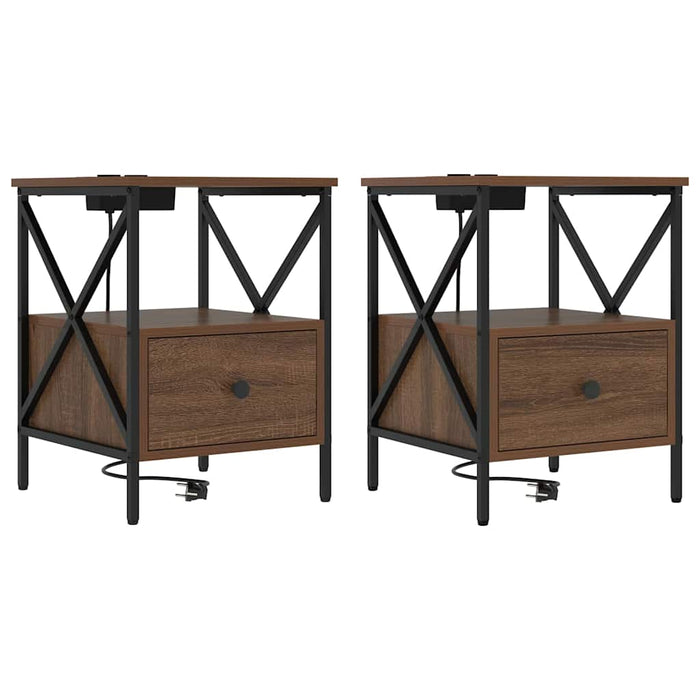 Dulap de noapte 2 pcs Stejar închis 41,5 x 40,5 x 55 cm - WALTI WALTI