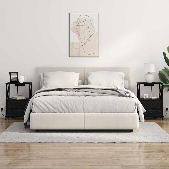 Dulap de noapte Stejar Negru 40 x 31 x 60 cm Lemn compozit - WALTI WALTI
