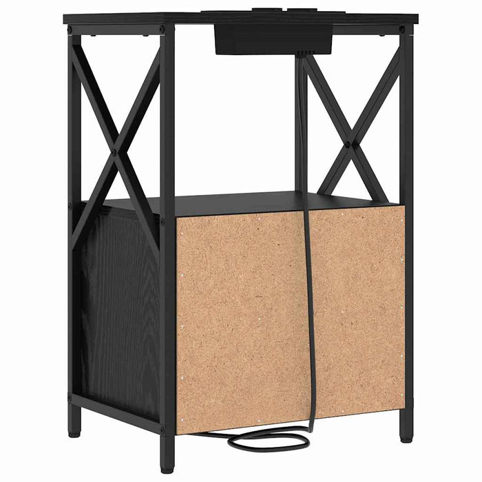 Dulap de noapte Stejar Negru 40 x 31 x 60 cm Lemn compozit - WALTI WALTI