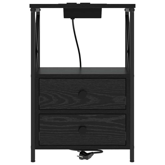 Dulap de noapte Stejar Negru 40 x 31 x 60 cm Lemn compozit - WALTI WALTI