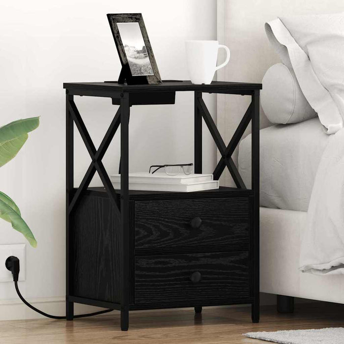 Dulap de noapte cu sertar 2 pcs Stejar Negru 40 x 31 x 60 cm - WALTI WALTI