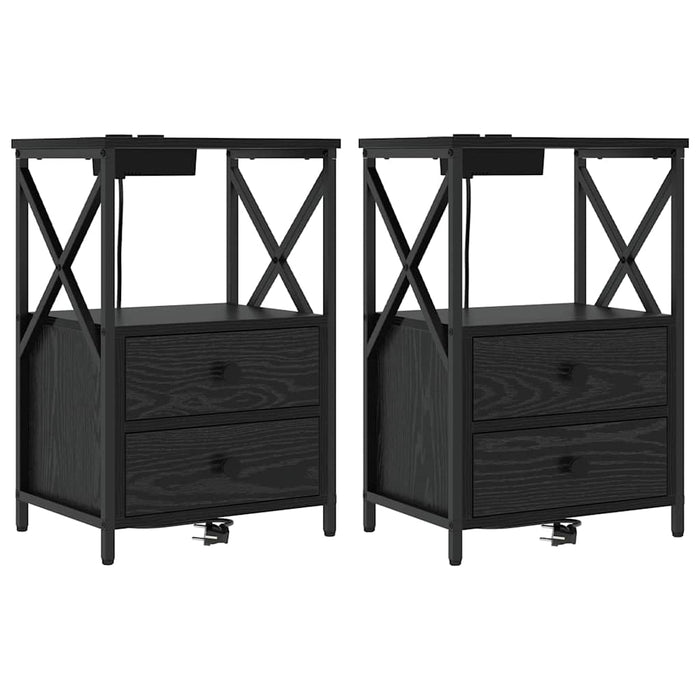 Dulap de noapte cu sertar 2 pcs Stejar Negru 40 x 31 x 60 cm - WALTI WALTI