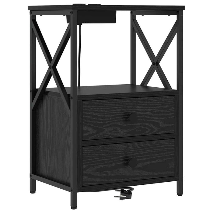 Dulap de noapte cu sertar 2 pcs Stejar Negru 40 x 31 x 60 cm - WALTI WALTI