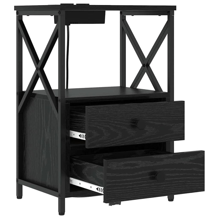 Dulap de noapte cu sertar 2 pcs Stejar Negru 40 x 31 x 60 cm - WALTI WALTI
