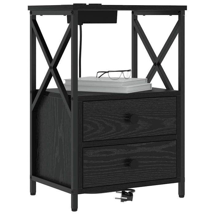 Dulap de noapte cu sertar 2 pcs Stejar Negru 40 x 31 x 60 cm - WALTI WALTI