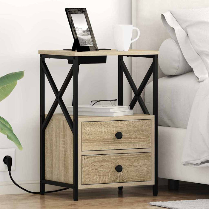 Dulap de noapte cu sertar 2 pcs Stejar Sonoma 40 x 31 x 60 cm - WALTI WALTI