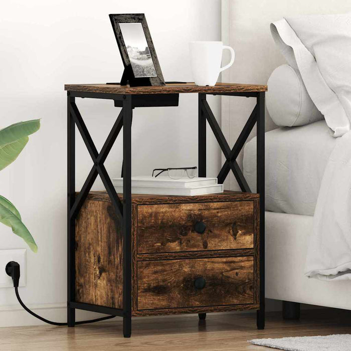 Dulap de noapte Stejar fumuriu 40 x 31 x 60 cm Lemn compozit - WALTI WALTI