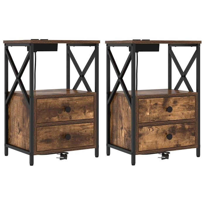 Dulap de noapte cu sertar 2 pcs Stejar fumuriu 40 x 31 x 60 cm - WALTI WALTI
