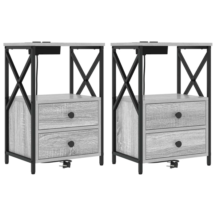 Dulap de noapte 2 pcs Gri Sonoma 40 x 31 x 60 cm Lemn compozit - WALTI WALTI