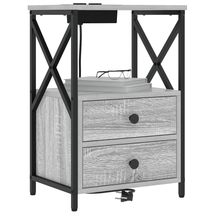 Dulap de noapte 2 pcs Gri Sonoma 40 x 31 x 60 cm Lemn compozit - WALTI WALTI