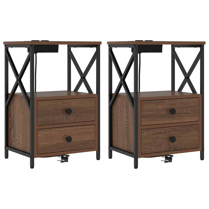 Dulap de noapte cu sertar 2 pcs Stejar închis 40 x 31 x 60 cm - WALTI WALTI