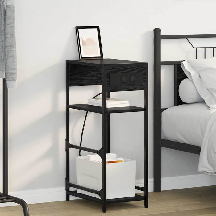 Dulap de noapte Stejar Negru 40 x 27 x 76 cm Lemn compozit - WALTI WALTI