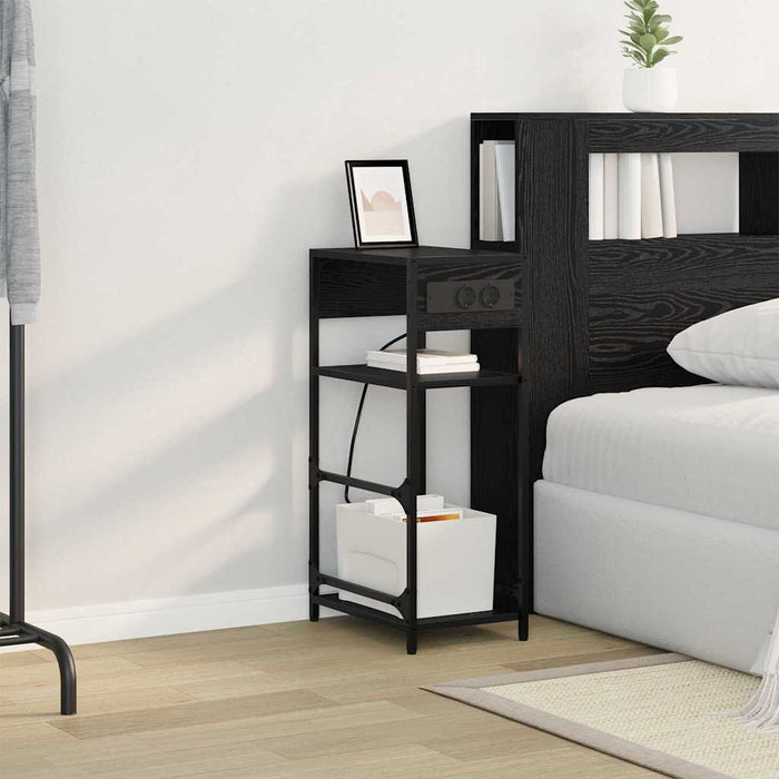 Dulap de noapte Stejar Negru 40 x 27 x 76 cm Lemn compozit - WALTI WALTI