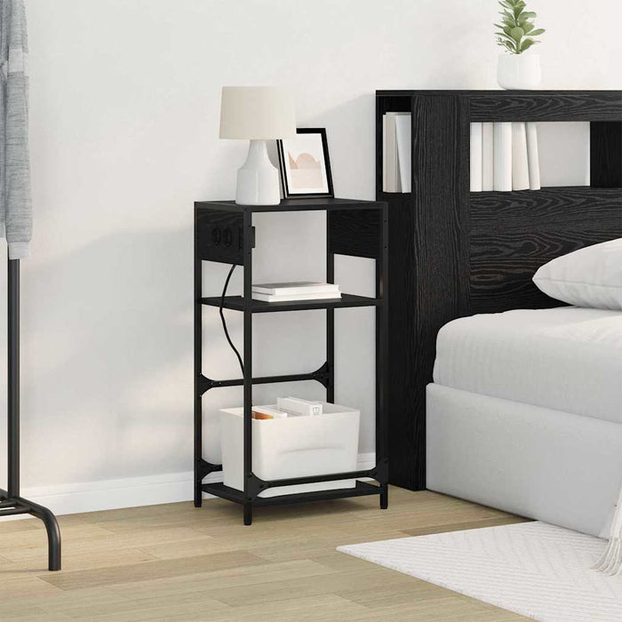 Dulap de noapte Stejar Negru 40 x 27 x 76 cm Lemn compozit - WALTI WALTI