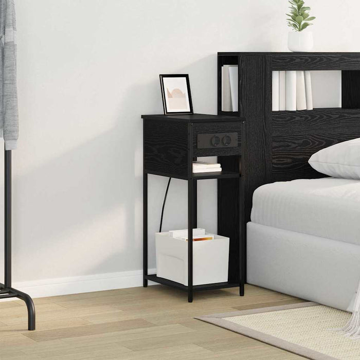 Dulap de noapte Stejar Negru 41 x 28 x 76 cm Lemn compozit - WALTI WALTI