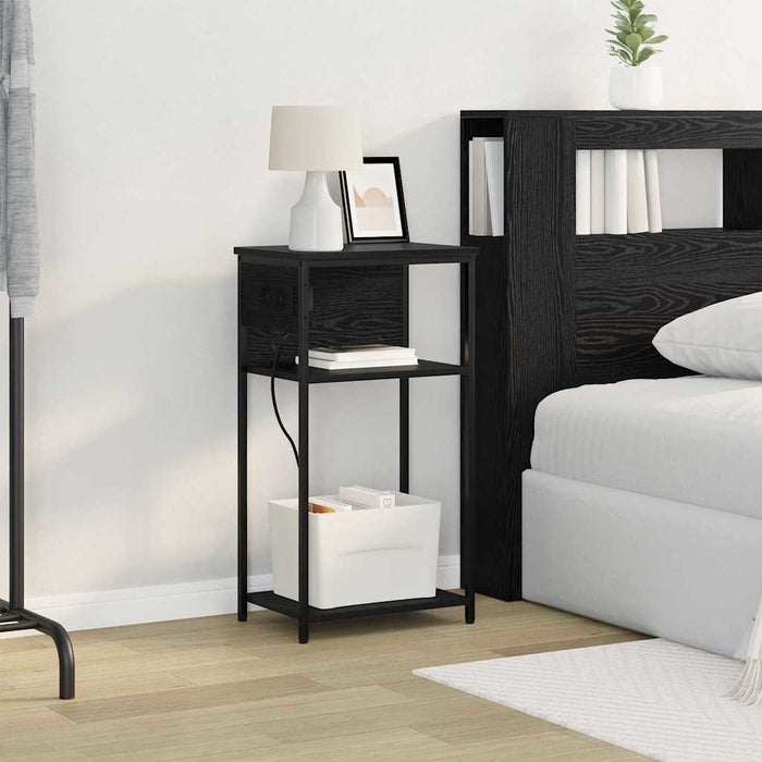 Dulap de noapte Stejar Negru 41 x 28 x 76 cm Lemn compozit - WALTI WALTI