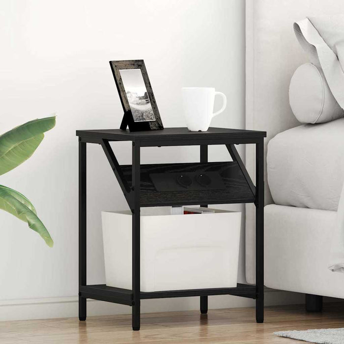 Dulap de noapte 2 pcs Stejar Negru 38 x 30 x 48 cm - WALTI WALTI